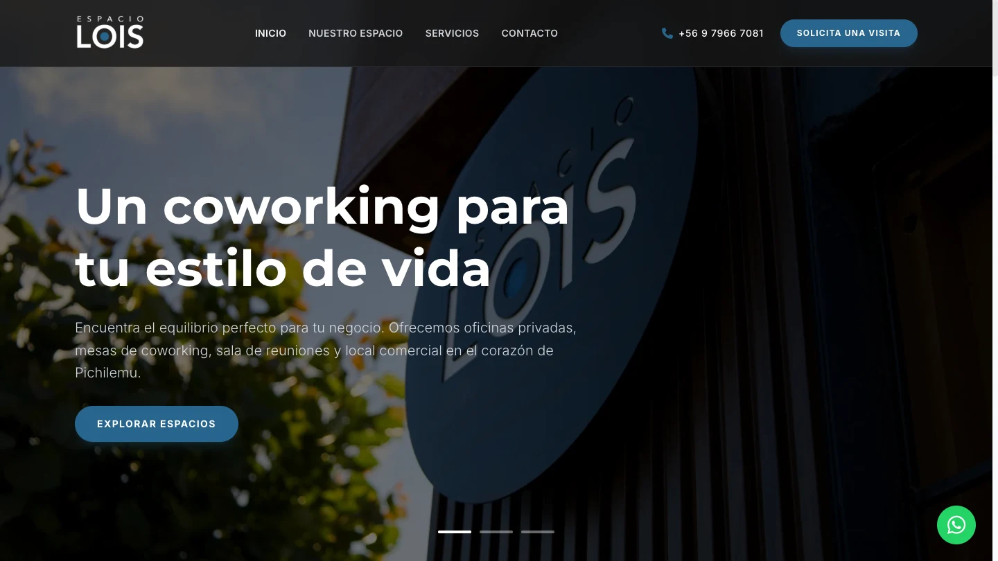 Sitio real de Espacio Lois: coworking y oficinas en Pichilemu